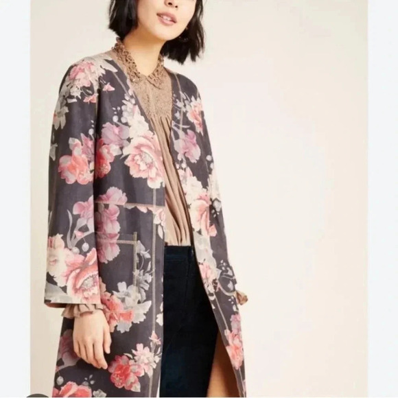 Solitaire x Anthropologie NEW!! Monarc Rose Open Front Duster Kimono Size XL - Picture 1 of 12